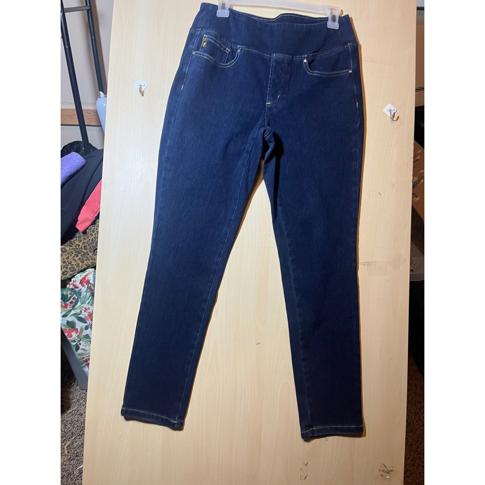 Belle Isle Stretch Denim Jean Leggings Dark Wash Pull On Elastic Waist Womens